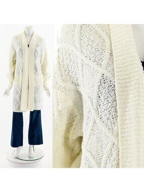 Cable Knit Long Duster Cardigan Sweater